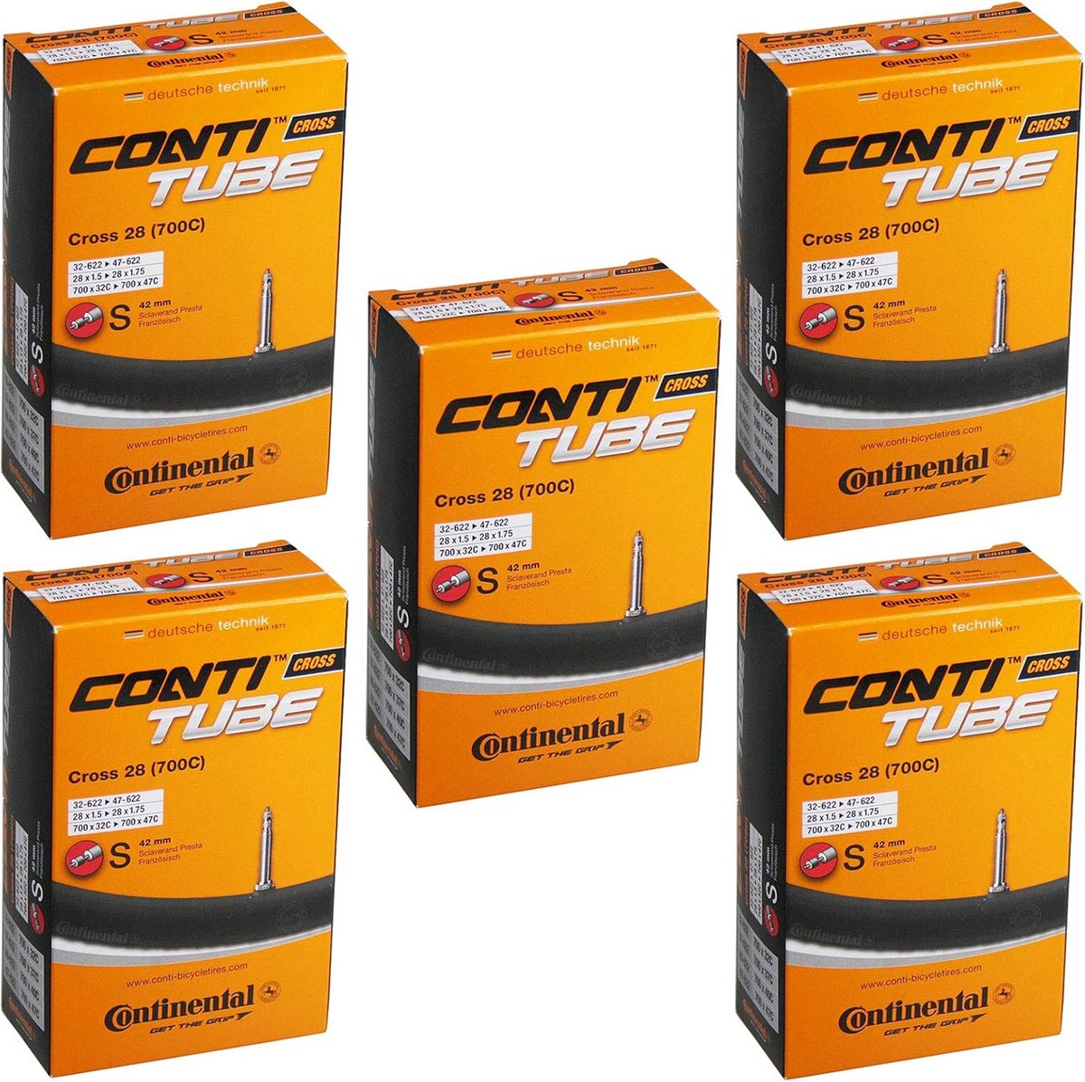 5x Fiets Binnenbanden 28 Inch (700c) Geschikt voor 32-42mm - Presta Ventiel 42mm