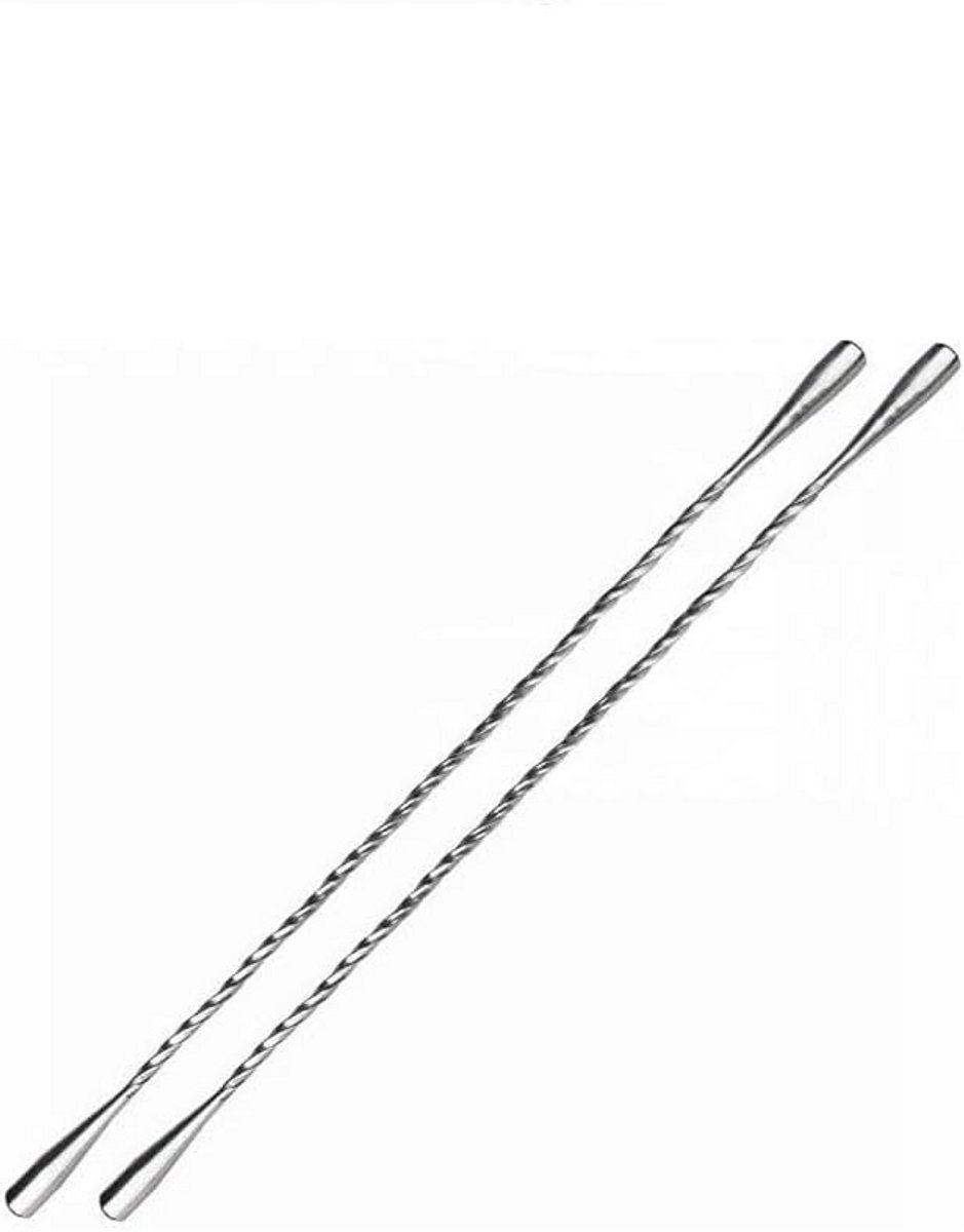 Professionele Cocktail Roerstaaf RVS 30cm - Dubbel Gedraaid voor Mixdrankjes