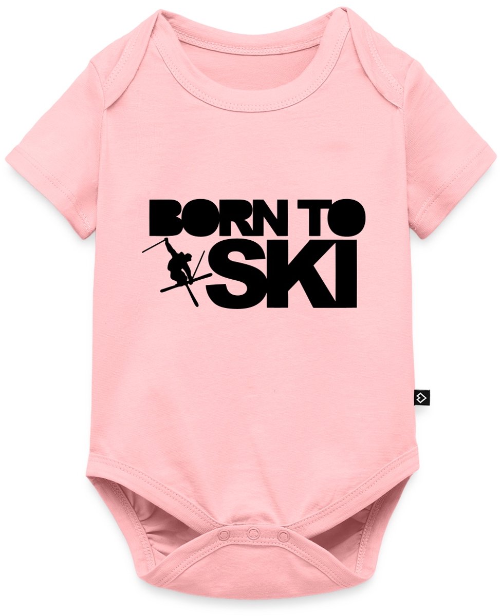 Born To Ski Wintersport Baby Rompertje Met Korte Mouwen