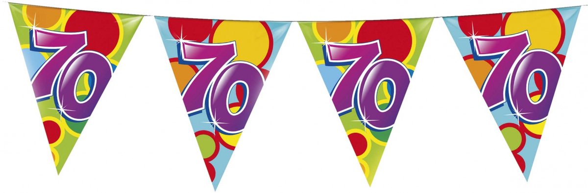 Haza Vlaggetjes - 70 jaar - leeftijd verjaardag - plastic - 10 meter — afbeelding 2