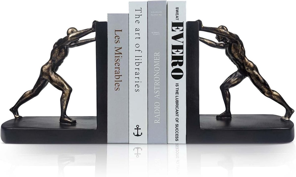 Stunq® Decoratieve boekensteunen van hars, antislip boekensteunen voor zware boeken, stijlvolle plankdecoraties voor thuis, kantoor en studeerkamer, decoratieve boekensteunen