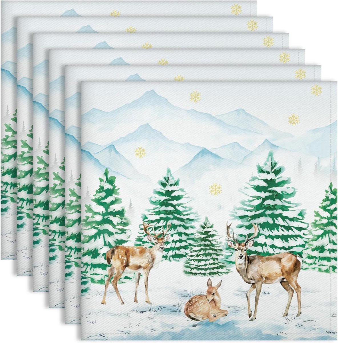 Stunq® Set van 6 Luxe Katoenen Servetten met Kerstmotief voor Feestelijke Tafeldecoratie