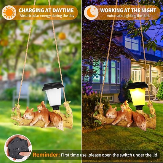 Tuin Verlichte Sculptuur Zonne-energie Eekhoorn Met LED