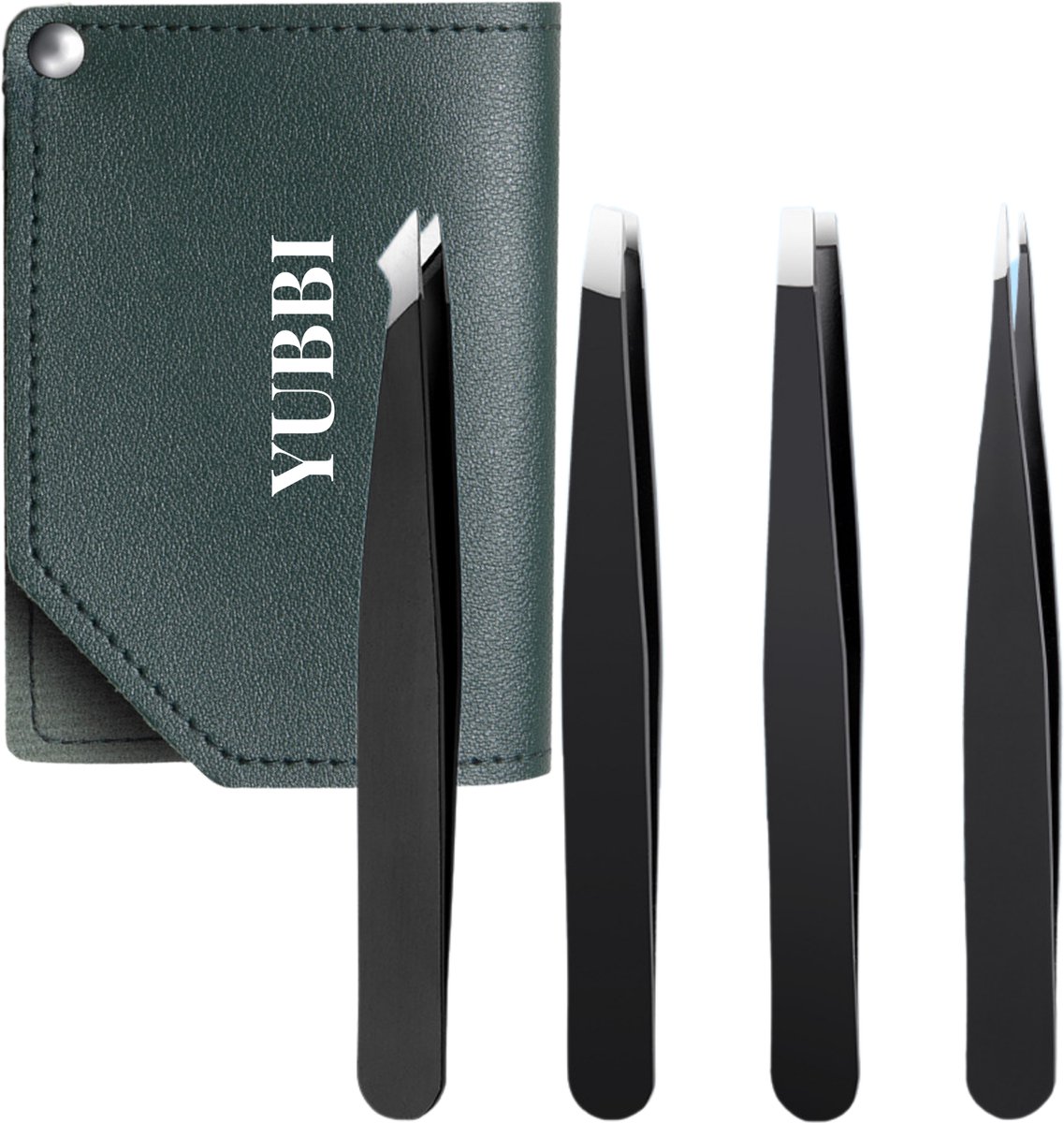 YUBBI Epileer Pincet Set - Tweezer Set - Dermaplanning - Trimmer - Opbergetui - Zwart