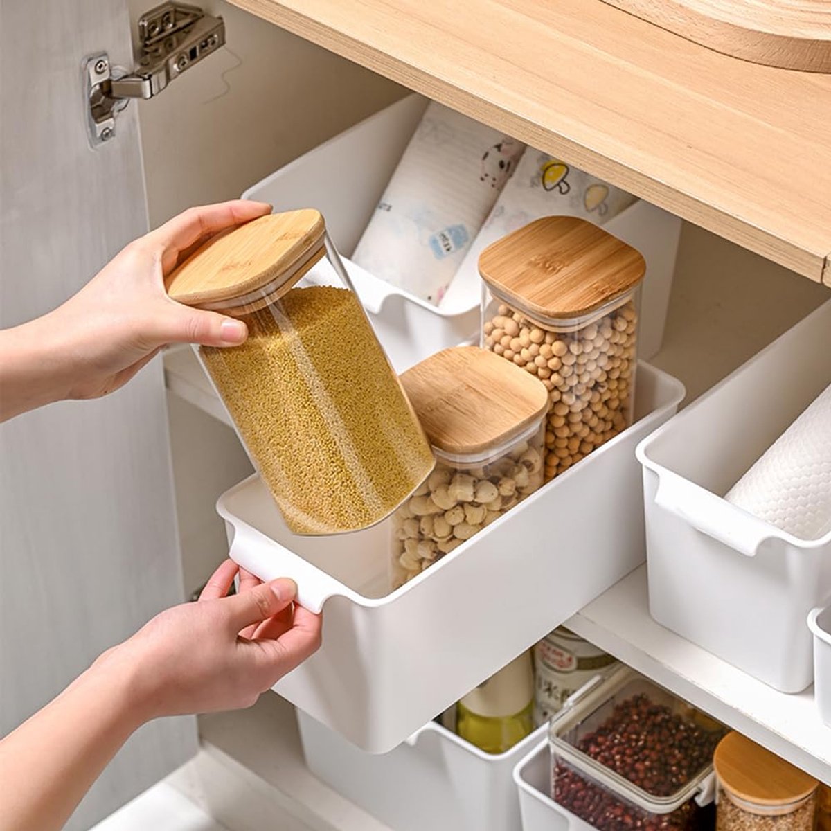 Unyqoos® Set van 5 multifunctionele organizers voor keuken en badkamer
