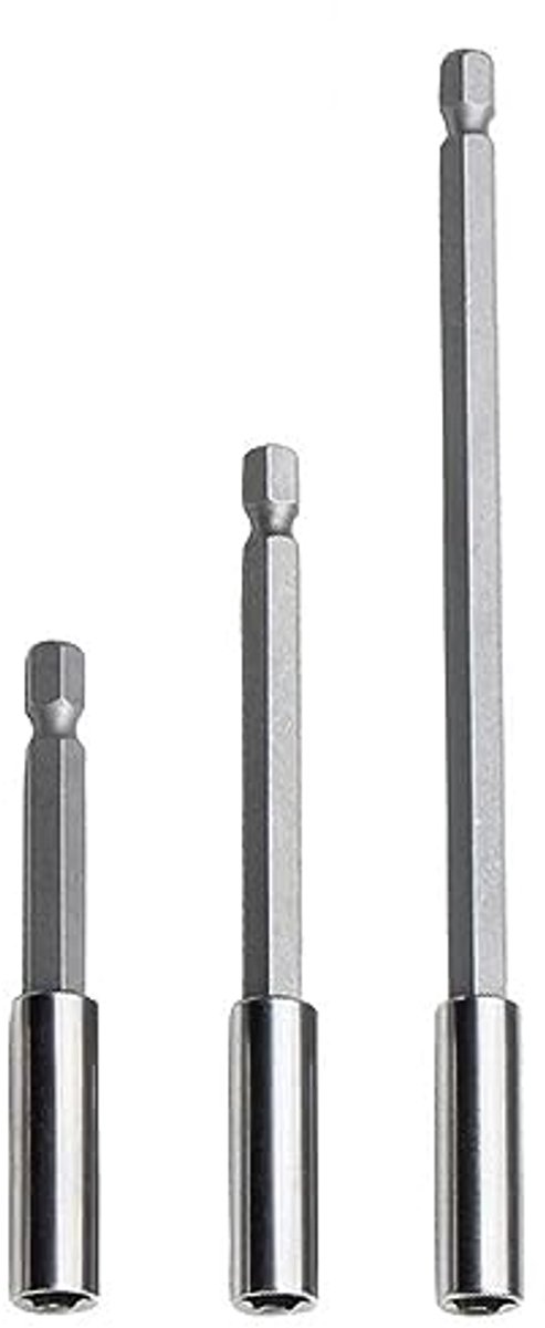 3 stuks Elektrische Boor Schroevendraaier Extensie, Quick Release Magnetische Boorhouder met 1/4" Hex Schacht voor Boor en Handheld Driver (75/100/150mm)