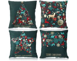 Howaf Decoratieve kussensloop, groen, elegant, kerstmis, decoratieve kussensloop, decoratief voor bank, auto, kantoor, bed, thuis, woonkamer, 45 x 45 cm
