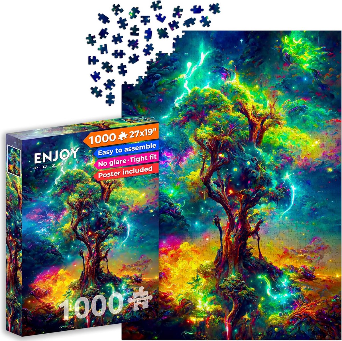 Puzzel 1000 Stukjes - Mystieke Levensboom - Uitdagend en Kleurrijk