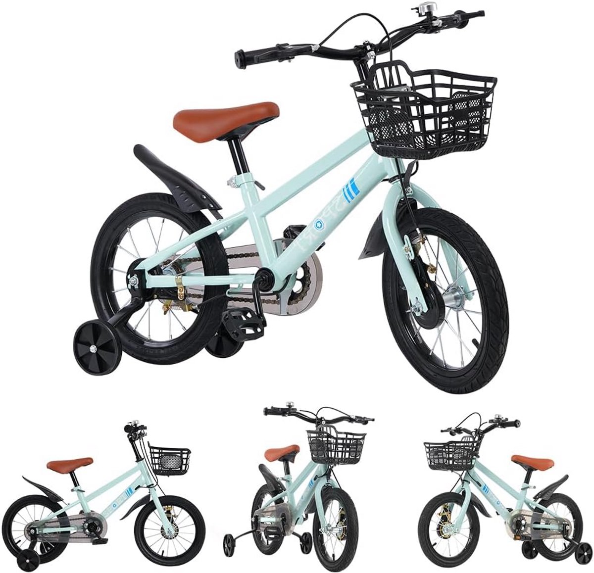 Kinderfiets met zijwieltjes en mand - 12, 14, 16, 18 inch loopfiets voor meisjes en jongens