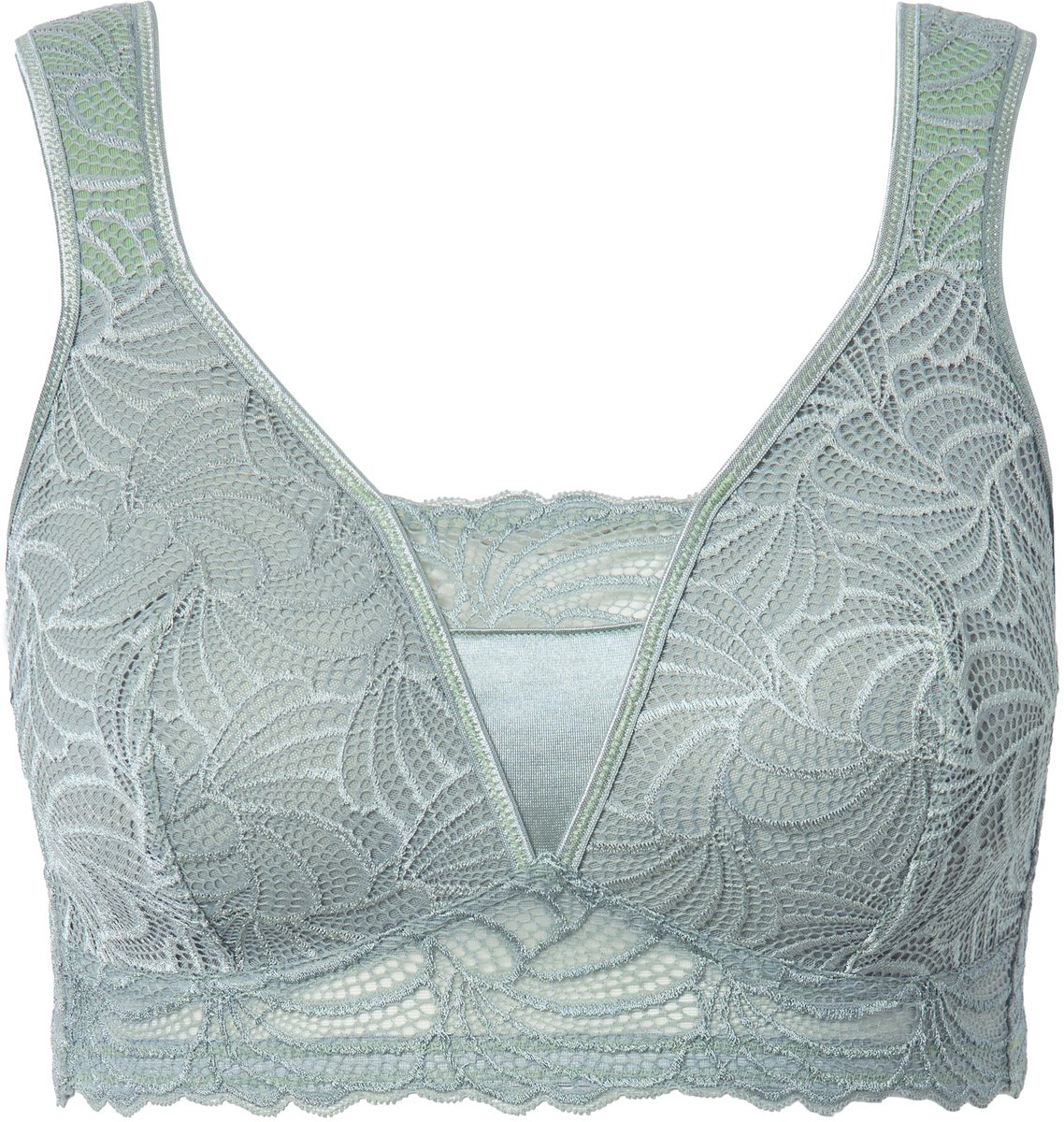 Ulla Popken Dames - Bralette kant zonder beugel - Salbei groen