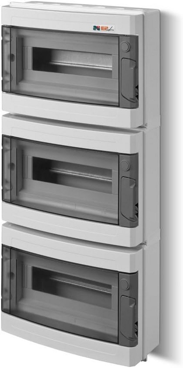 Zekeringkast Opbouw Vochtige Ruimte IP55 - Onderverdeler met 3 Rijen voor 39 Automaten