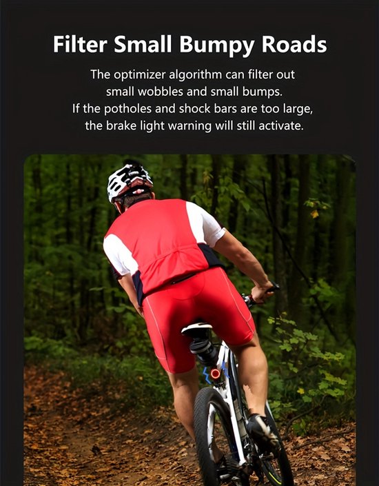 TWOOC Smart Bike achterlicht, automatisch start-stop remgevoelige LED achterlicht, oplaadbaar — afbeelding 4