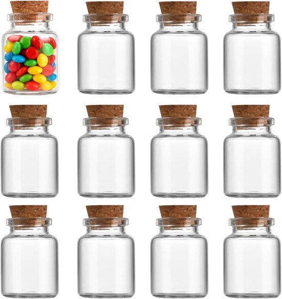Belle Vous 36 Pak Glazen Geschenkpotjes met Kurken Doppen - 30 ml - Mini Mason Luchtdichte Opslag Flessen voor Huwelijksgeschenken, Feest, Keuken Specerijen en Jam