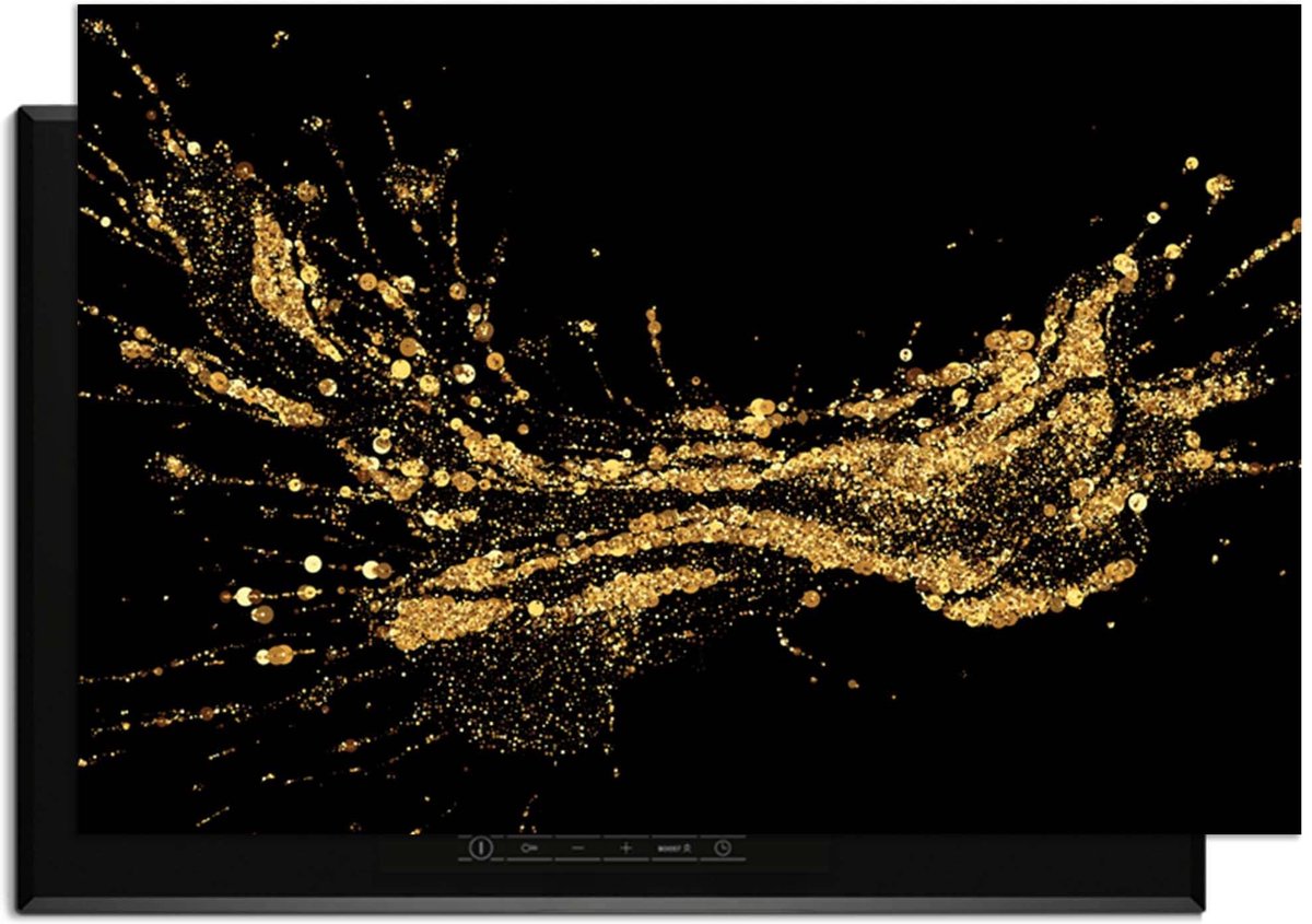 KitchenArt - Golden Splash - Inductie Beschermer - 90x50 cm - Kookplaat Beschermer - Luxe Afdekplaat Inductieplaat - Anti-slip & Oprolbaar - Beschermmat Inductiekookplaat