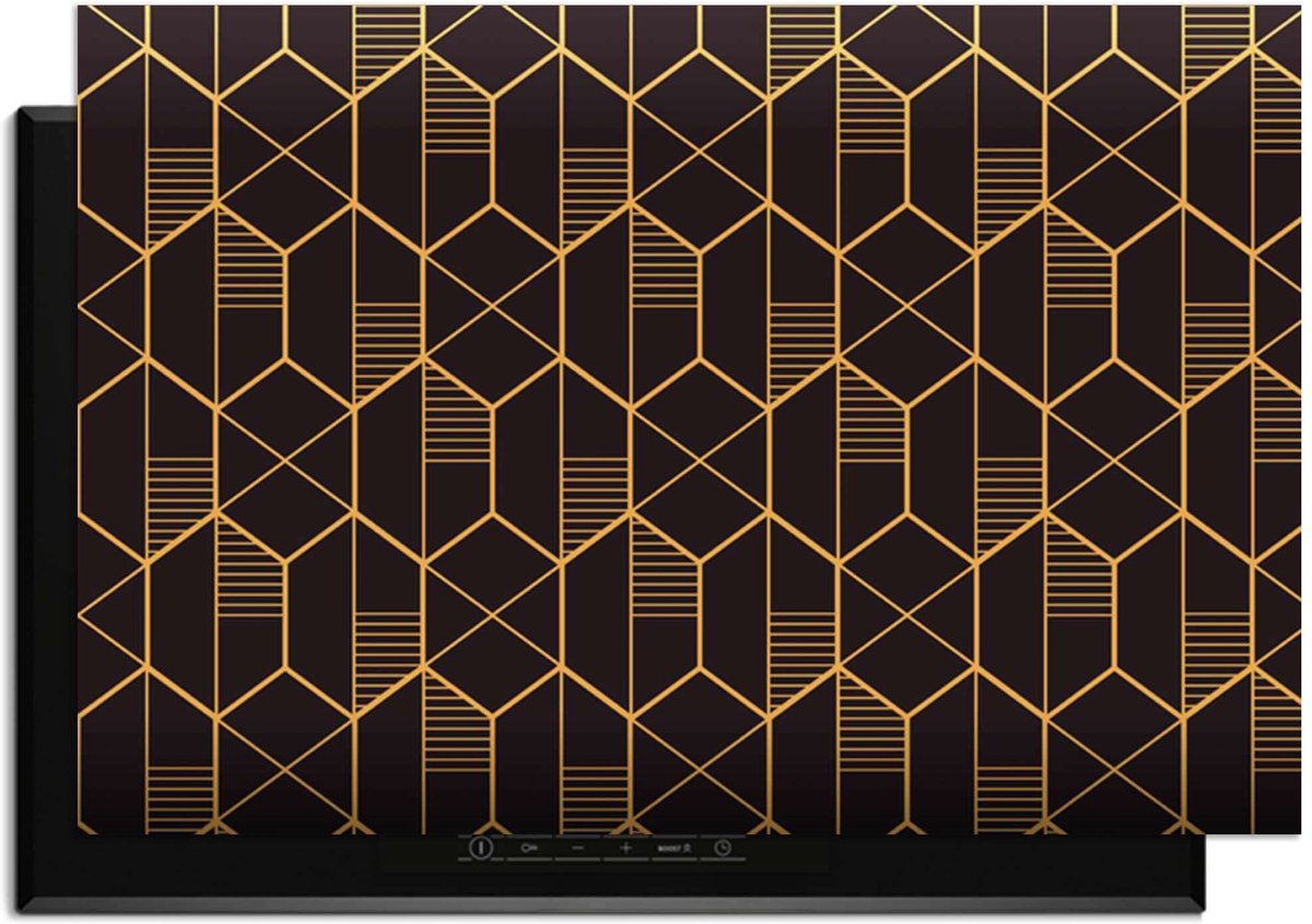 KitchenArt - Golden Prism – Inductie Beschermer - 91.6x52.7 cm - Kookplaat Beschermer - Luxe Afdekplaat Inductieplaat - Anti-slip & Oprolbaar - Beschermmat Inductiekookplaat