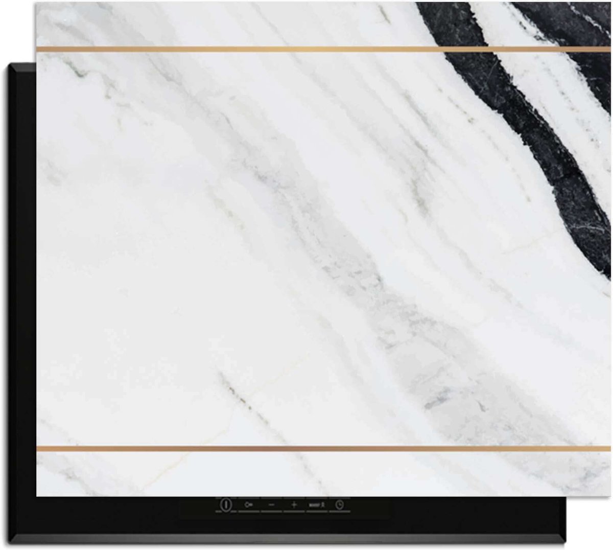 KitchenArt - Marble Modern - Inductie Beschermer - 70x52 cm - Kookplaat Beschermer - Luxe Afdekplaat Inductieplaat - Anti-slip & Oprolbaar - Beschermmat Inductiekookplaat