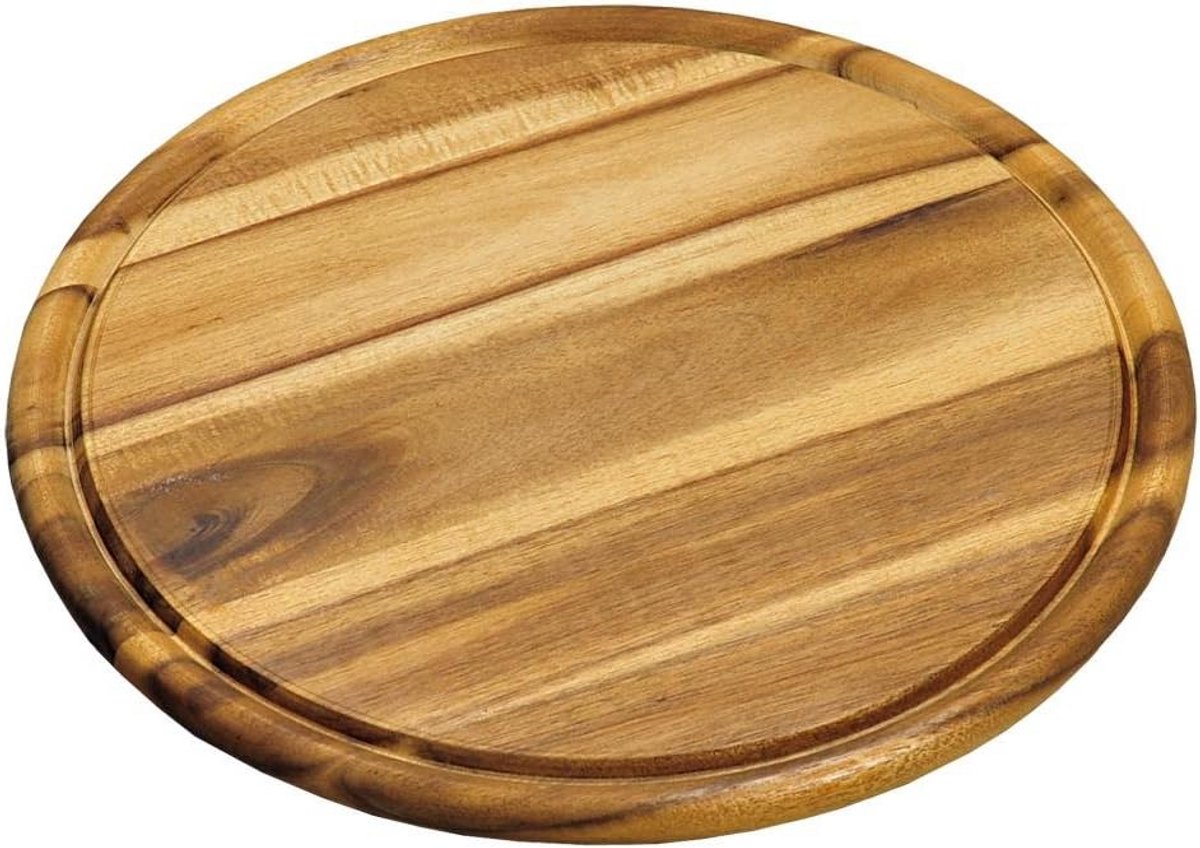 Set van 5 Ronde Houten Serveerplanken Acaciahout met Sapgoot