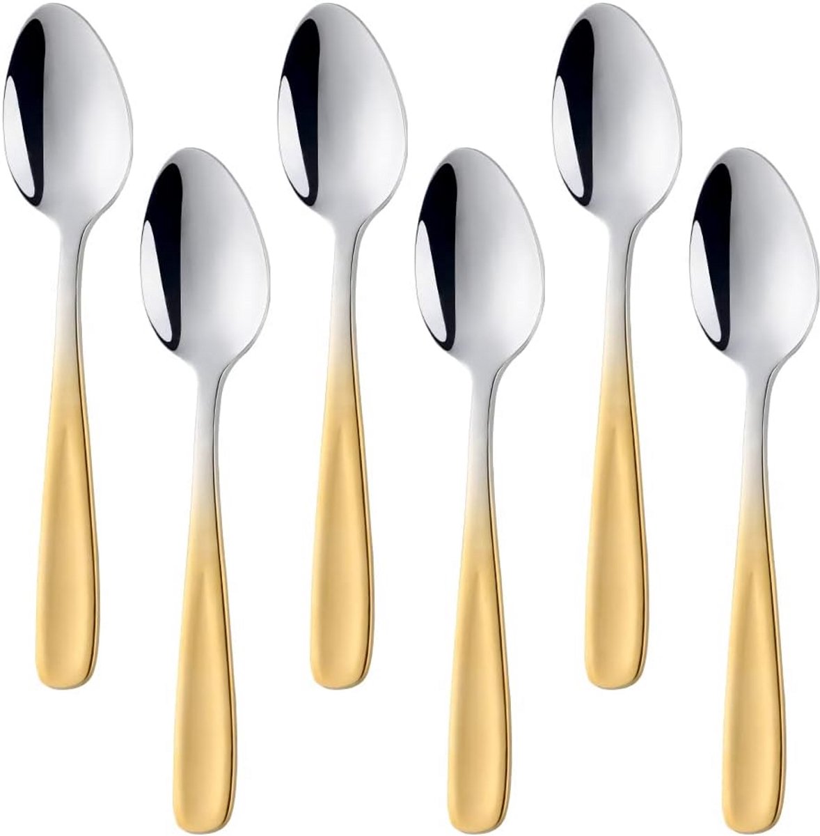 Luxe 8-Delige Koffielepelset RVS - Goudkleurig Gradient - Dessert- en Theelepels