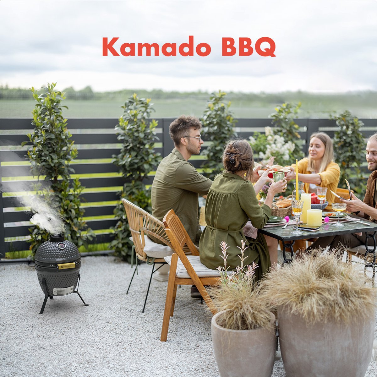KitchenBrothers Kamado BBQ - 13 Inch Houtskool Barbecue - 27⌀ cm - PFAS-vrij - Egg BBQ - Grijs – foto 2