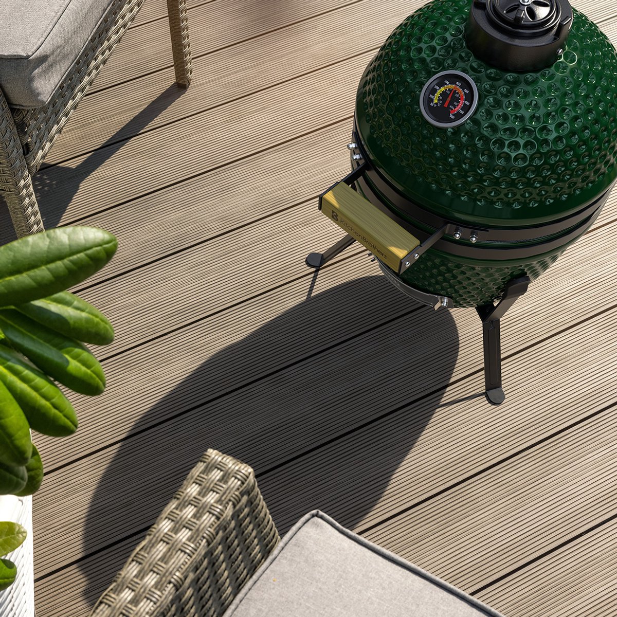 KitchenBrothers Kamado BBQ - 13 Inch Houtskool Barbecue - 27⌀ cm - PFAS-vrij -Egg BBQ - Groen – foto 7