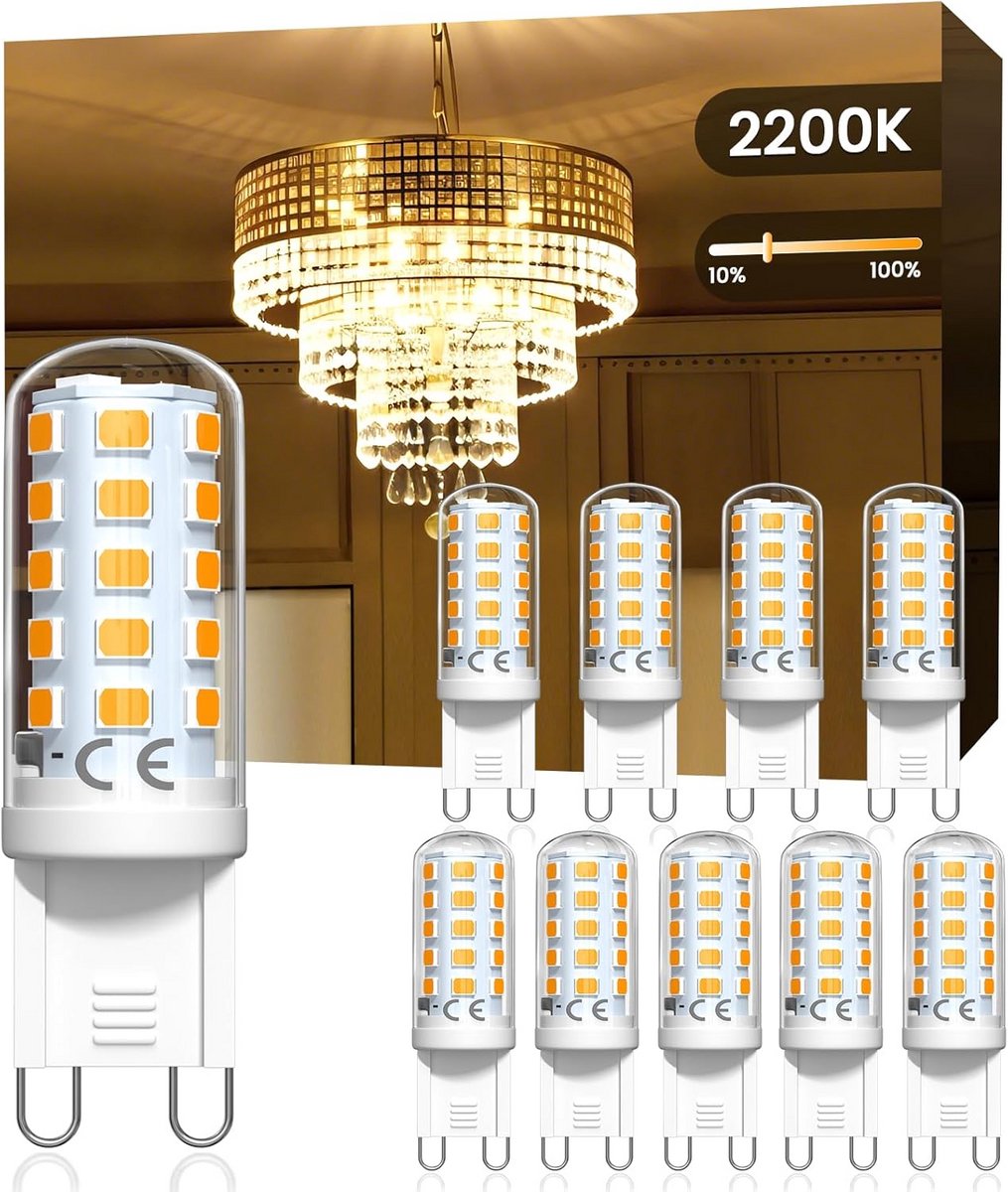 G9 LED Lampen 4W Dimbaar 2200K Warm Wit (Set van 10) - 30W Halogeen Vervangen