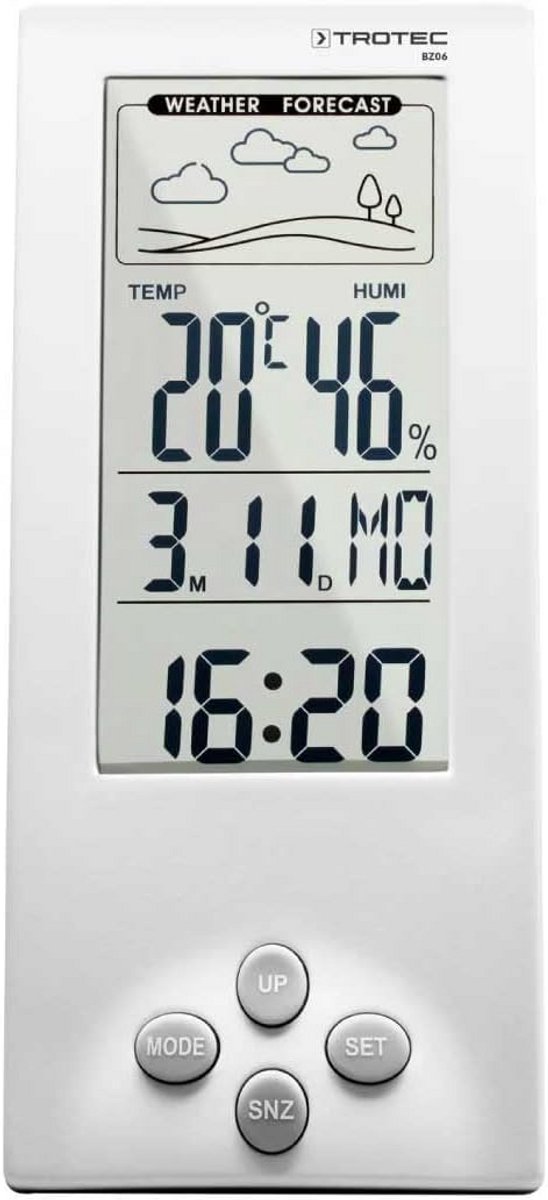 Digitaal Weerstation met Klok, Wekker en Binnenklimaat Meting