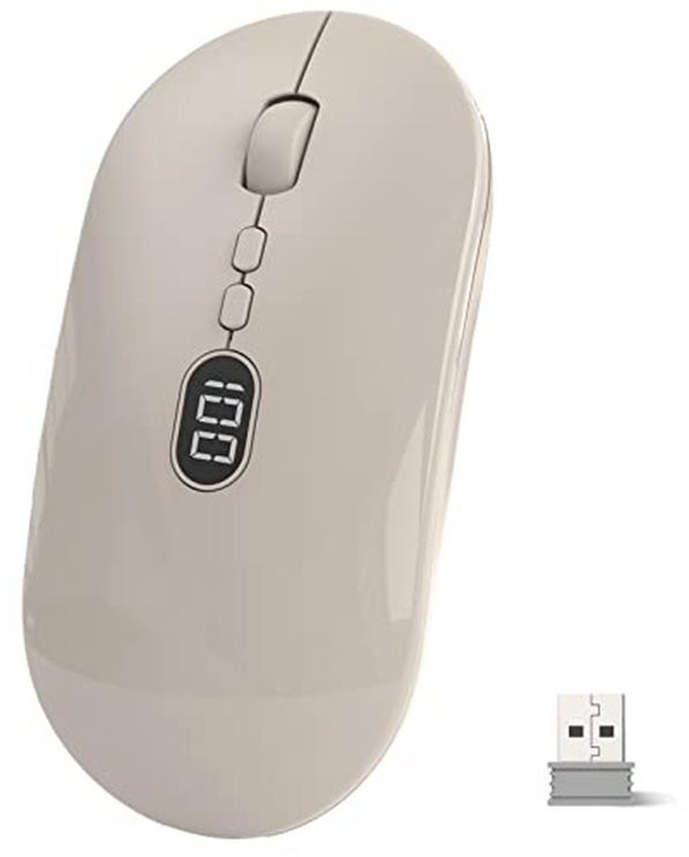 Oplaadbare Draadloze Muis met Power Display - Geluidloze Klik en Ergonomisch Design voor Laptop en PC