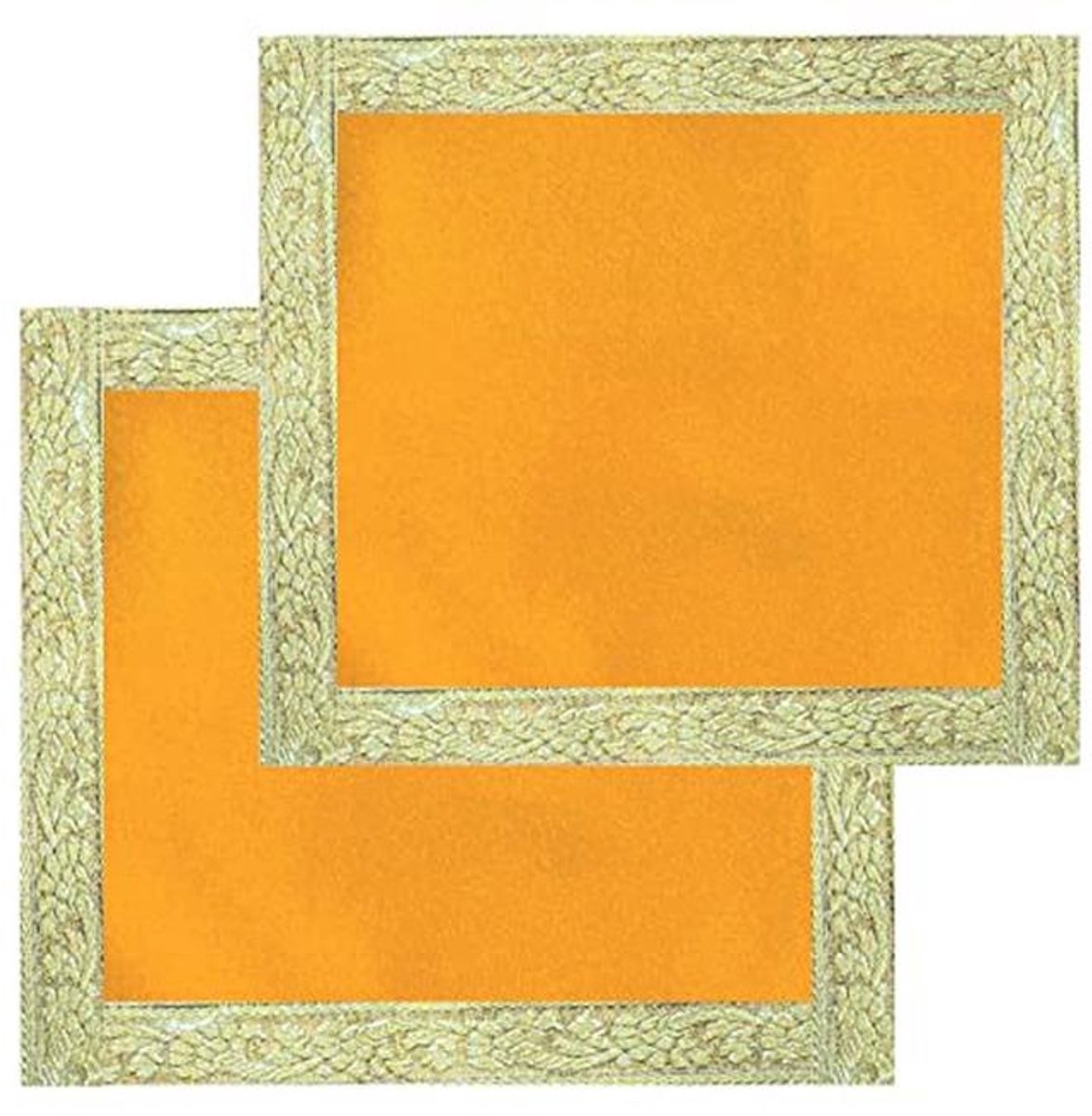 Kurkuma Gele Pooja Aasan Mat Set van 2 - 14" X 14" Fluwelen Altaardoek voor Multifunctionele Pooja Decoraties