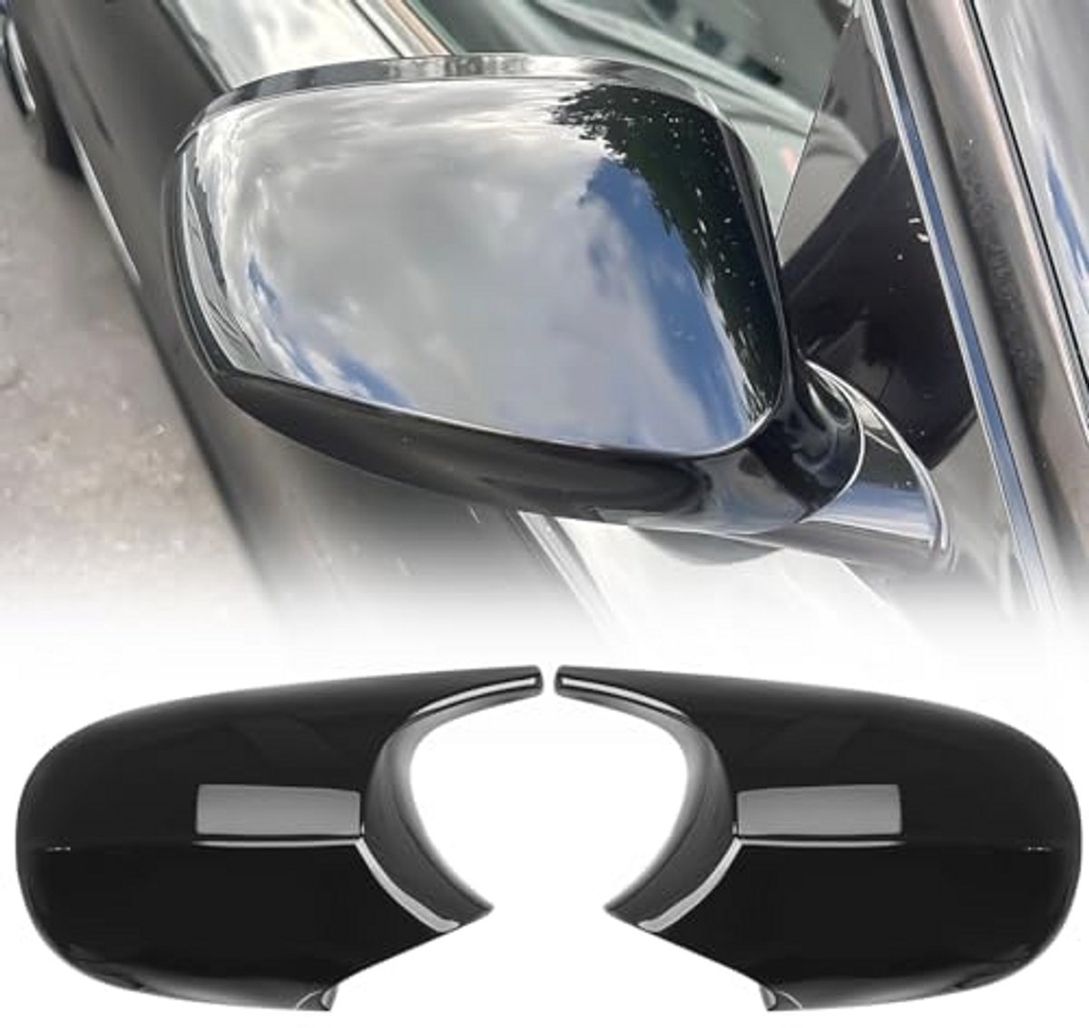 Spiegelkappen voor achteruitkijkspiegels - vervanging voor BMW E81 E87 E90 E91 E92 E93 LCI 2009-2012 - glanzend zwart - 1 paar