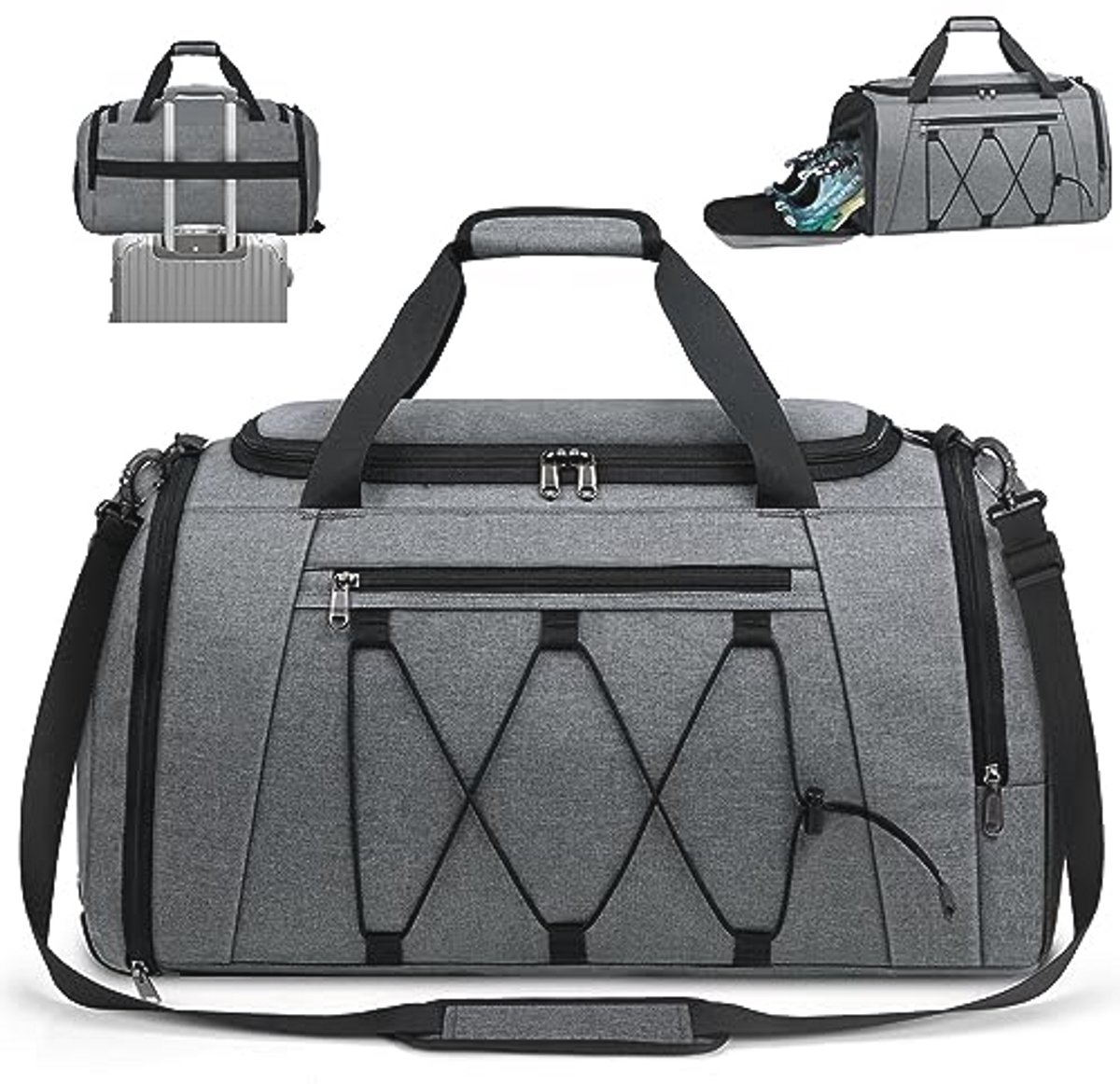 Sporttas met schoenenvak en nat vak voor training en zwemmen - Waterdichte duffle gymtas 40L en 55L