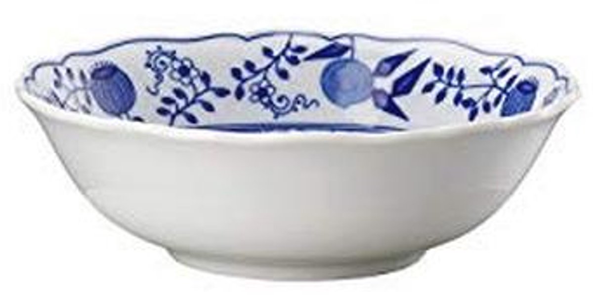 Ronde Dessertschaal 16 cm met Blauwe Uienpatroon - Vaatwasser- en Magnetronbestendig