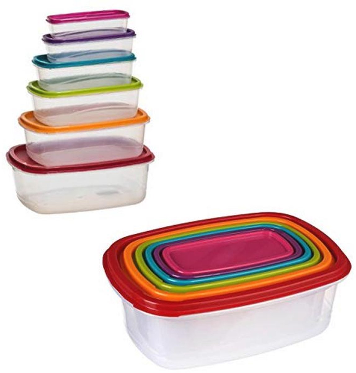 Luchtdichte Voedseldozen - Set van 6 Rechthoekige Opbergdozen voor Koelkast, Vriezer en Magnetron