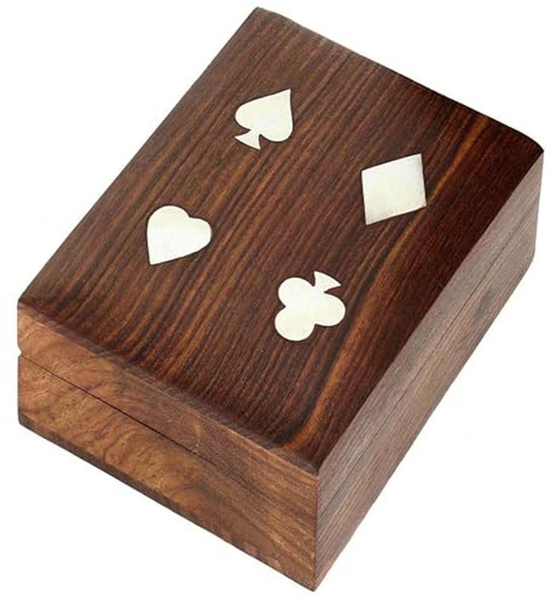 Houten Speelkaartenhouder voor 2 Decks - Natuurlijke Bruine kleur - Art Deco