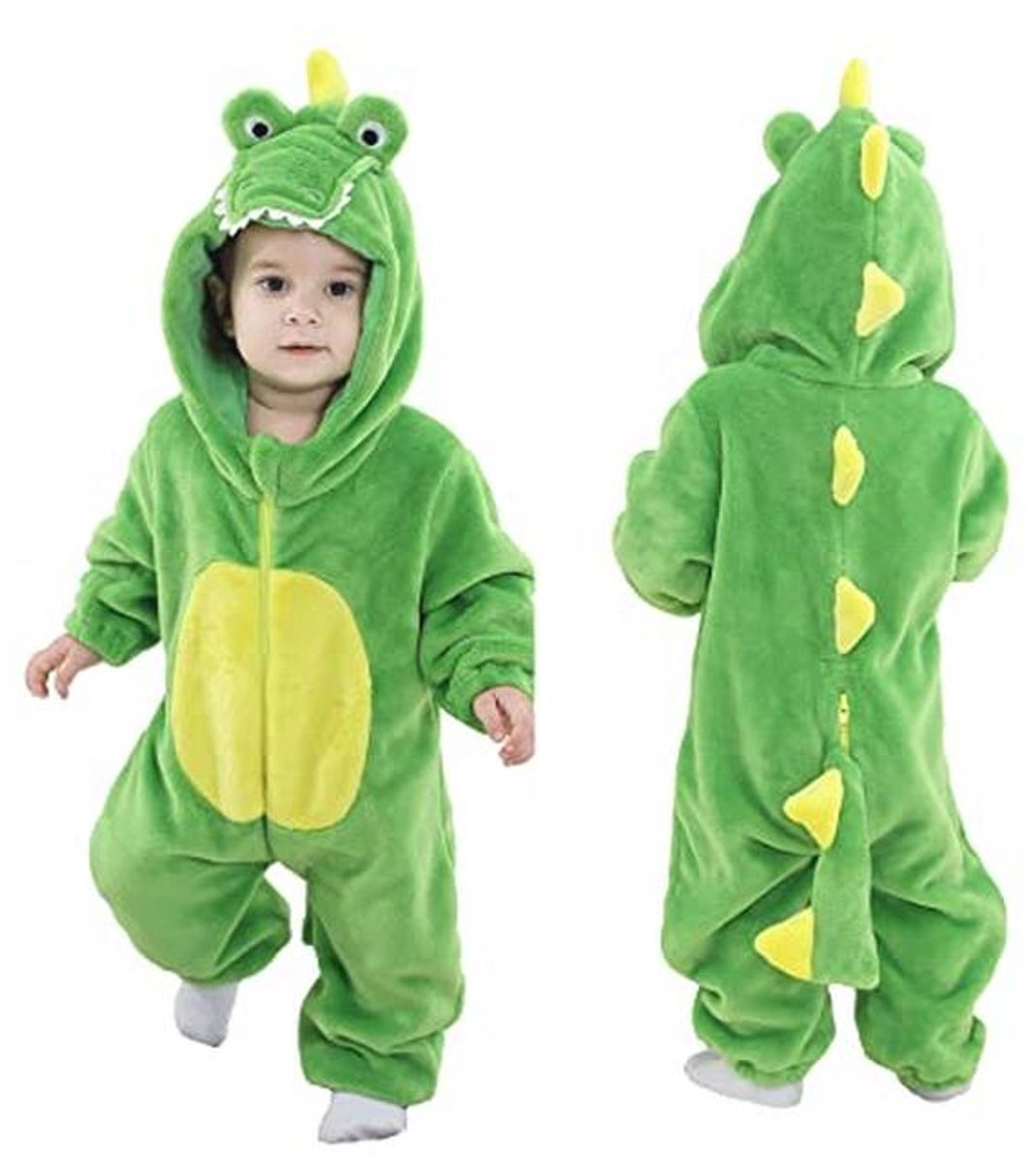 Unisex Kinderen Flanel Kostuum Jumpsuit met Dierenkap
