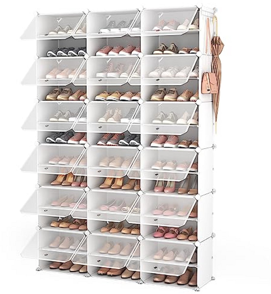 Transparant schoenenrek met 12 niveaus voor 72 paar schoenen