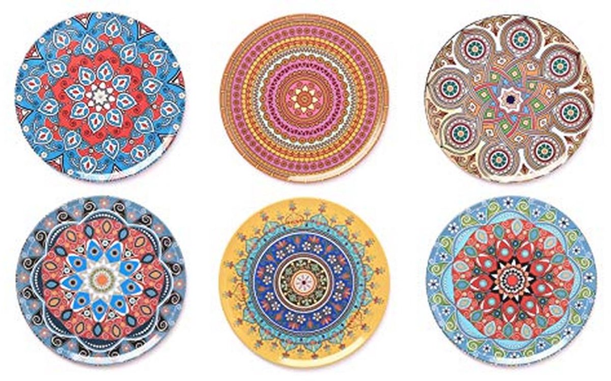 Set van 6 decoratieve onderzetters voor glas en kopjes - Boho Edition Mandala