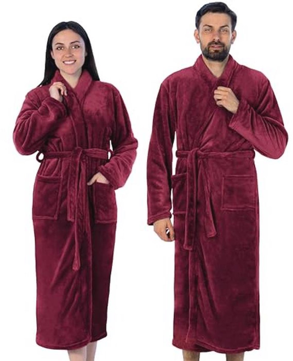 Unisex badjas van knuffelfleece met sjaalkraag - microvezel - maat S t/m XXXL