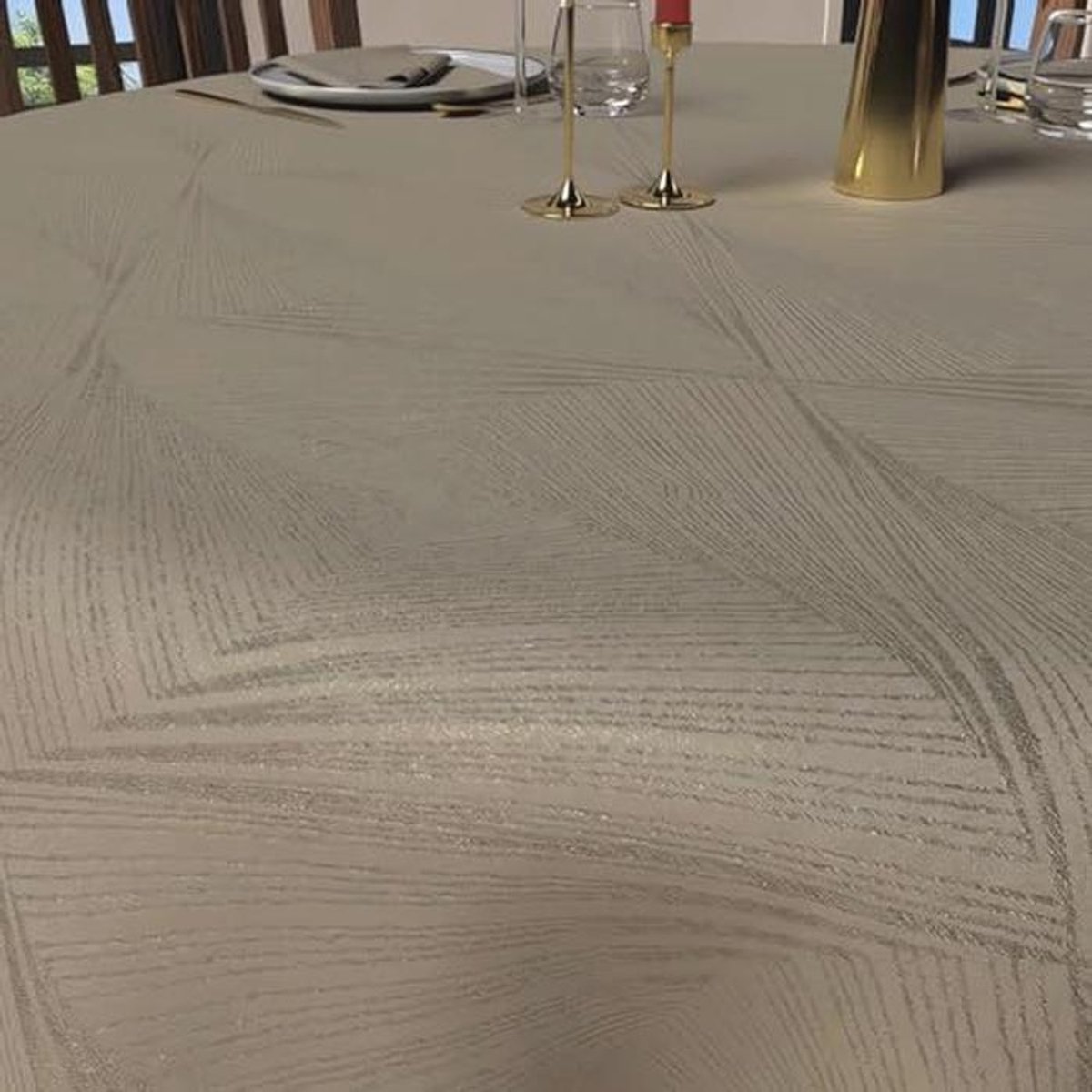 Rond tafelkleed anti-vlekken 180 cm luxe champagne