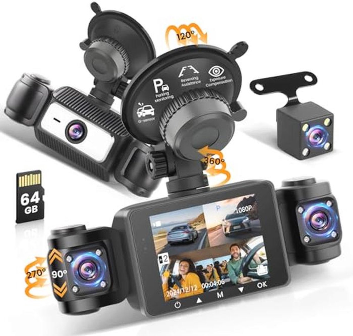 Dashcam 1080P Auto Camera met 2.4'' IPS Scherm en 170° Groothoek