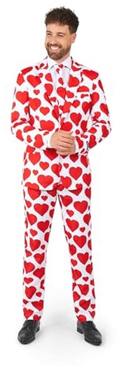 Herenjurk voor Valentijnsdag - Liefdeskostuum - Slim Fit - Inclusief blazer, broek en stropdas - Wit