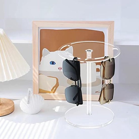 Zonnebril Houder Stand met 360 Roterende Brillen Display Rack - Helder Glas Tafelblad Organizer — afbeelding 4