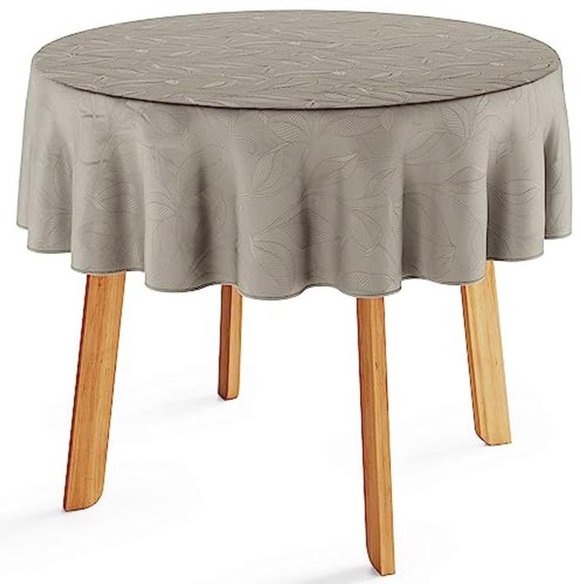 Rond Tafelkleed 110 x 110 cm Beige Afwasbaar met Plantenpatroon