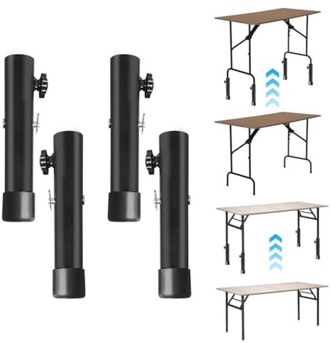 Tafelbeenverhoging set van 4 - Metalen tafelbeenverlengingen voor meubels en stoelen, geschikt voor een diameter tot 3,5 cm