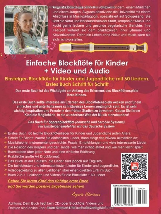 Einfache Blockflöte für Kinder mit Video und Audio - 60 Lieder für Einsteiger van Merkloos — afbeelding 2