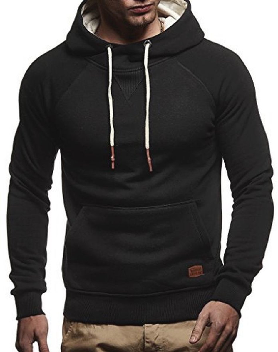 Leif Nelson LN8125 Men's Slim Fit Hooded Pullover Cotton Rich Modern White Men's Hoodie Sweatshirt Pullover Long Sleeve Men's Black Pullover Hooded Shirt, Indigo Melange