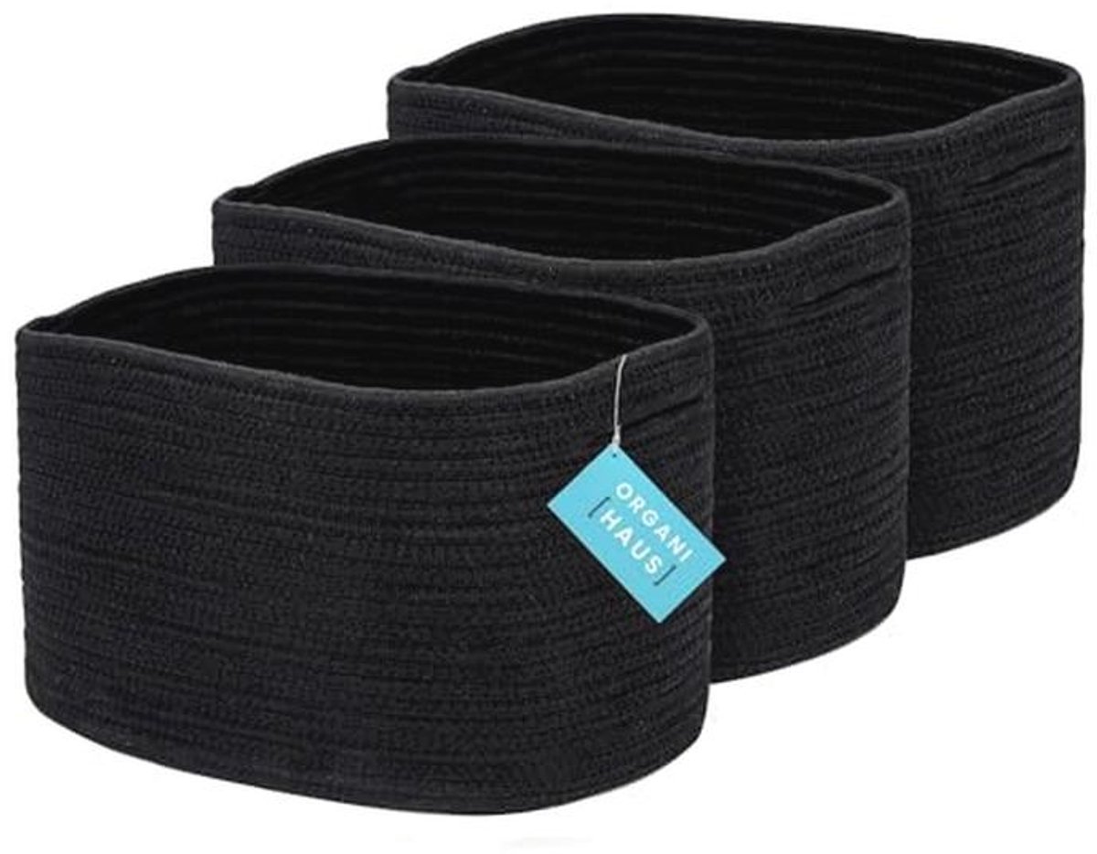 3 Zwarte Opbergdozen voor Badkamer en Kleding - Organizer