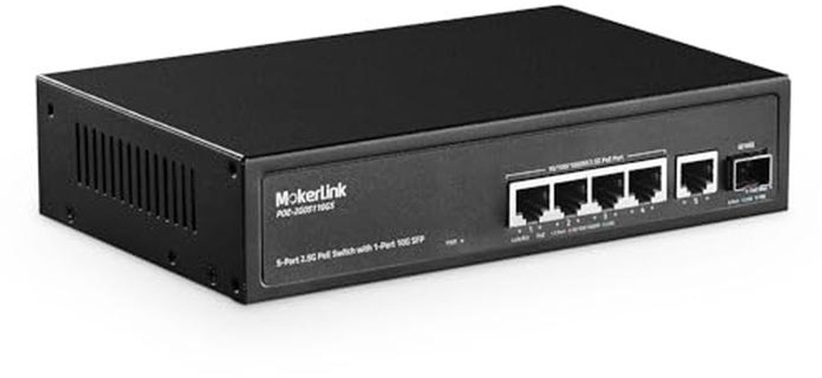 5-poorts 2.5 Gigabit PoE Switch met 10G SFP en 4-poorts PoE