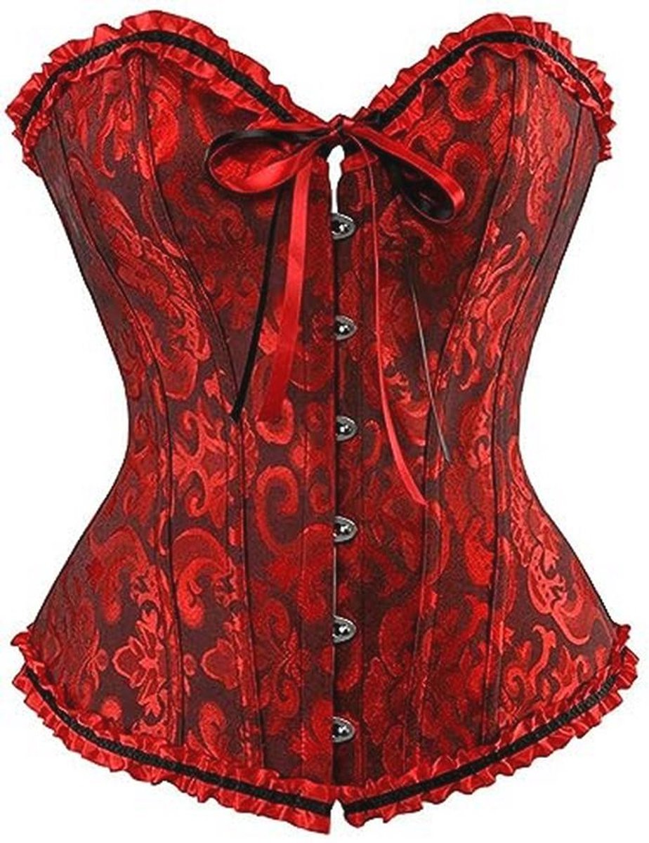 Gothic vintage korset voor dames in zwart en rood, bustier stijl, XL
