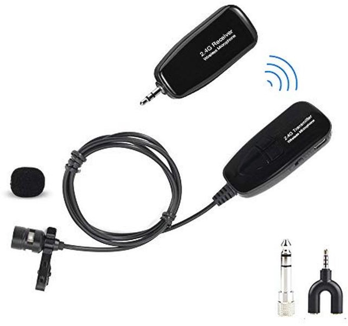 Draadloze Lavaliermicrofoon 2.4G voor Camera en Smartphone - Perfect voor Onderwijs en Tours