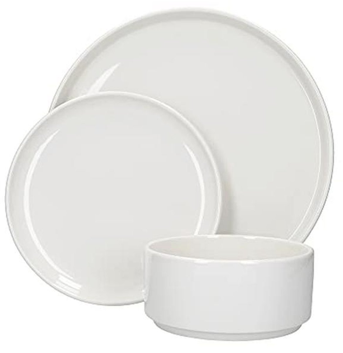 Scandinavische Serviesset - Wit Porselein Twaalfdelig Diner Set voor 4 Personen